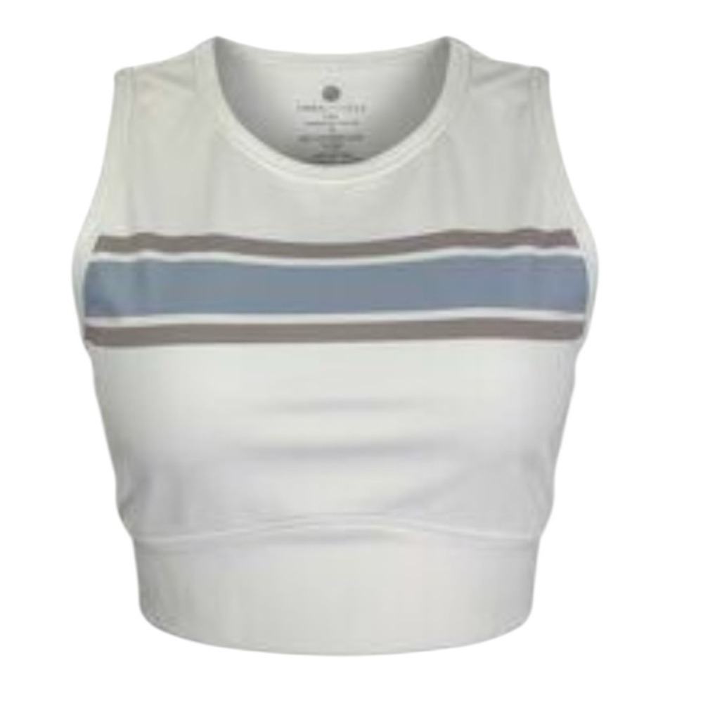 YOGALICIOUS LUX Wondelink Chill Vibes Top sports bra blue & white SZ S new